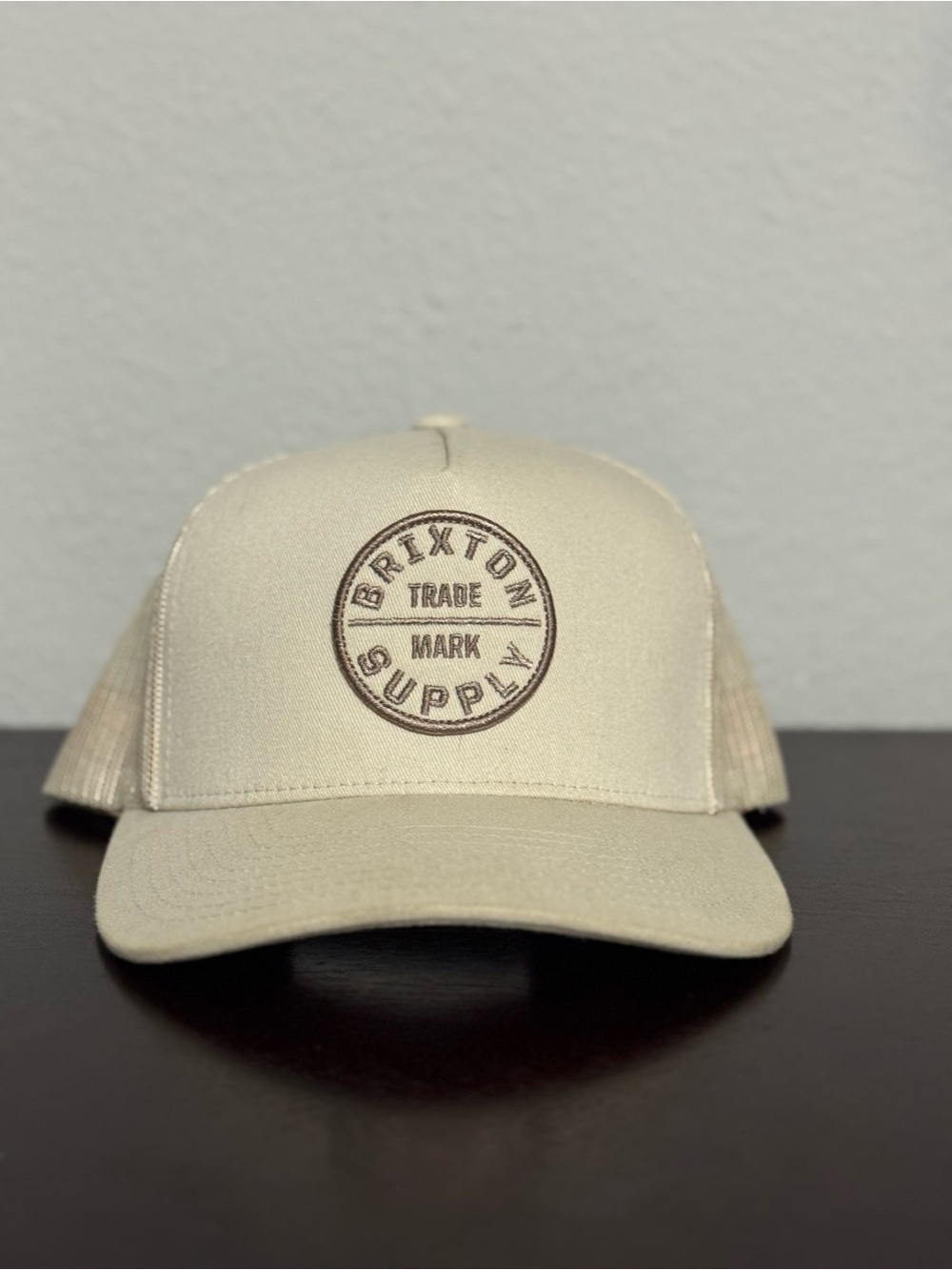 Brixton Tan Mesh-Back Trucker Hat with Circle Logo